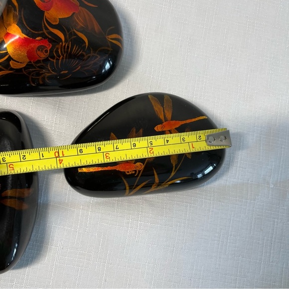 Vintage Koi & dragonfly Stone Ying and Yang Paperweight Dotasco Hand Painted - Picture 5 of 5